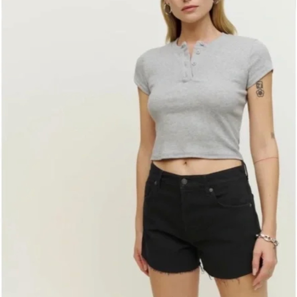 Reformation Charlie Shorts Size 29 Black Cut Off Denim